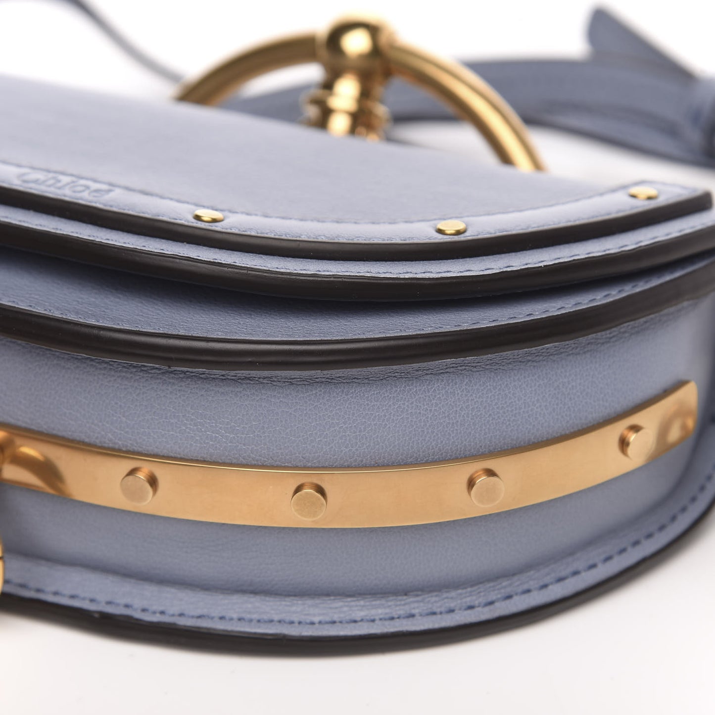 Calfskin Small Nile Bracelet Minaudiere Bag Washed Blue