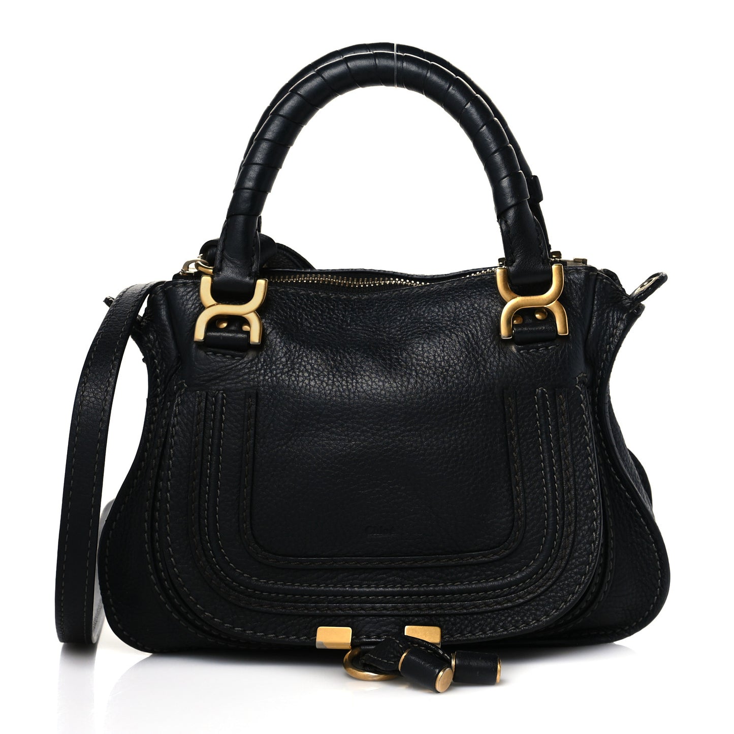 Calfskin Baby Marcie Satchel Black