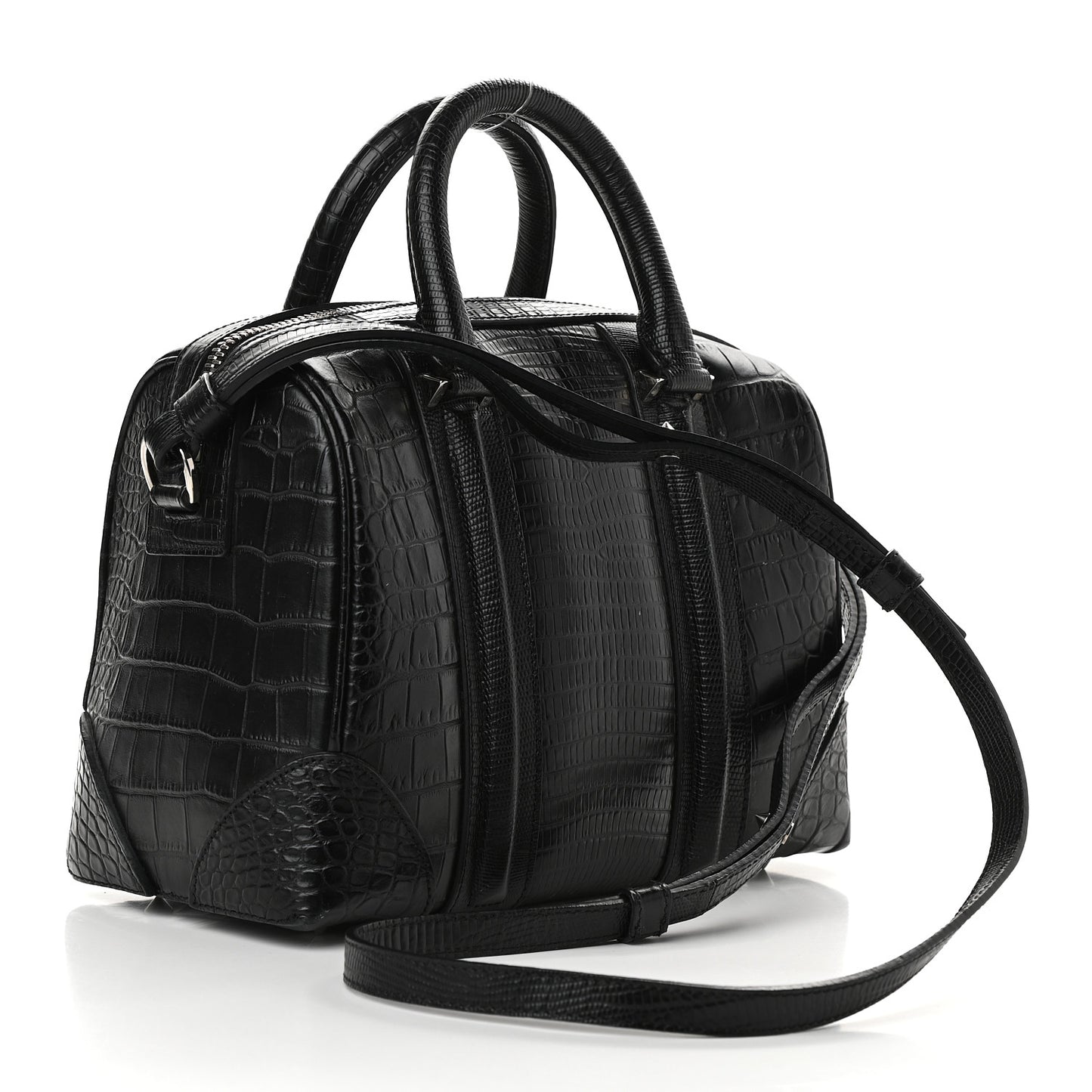 Calfskin Crocodile Embossed Mini Lucrezia Black