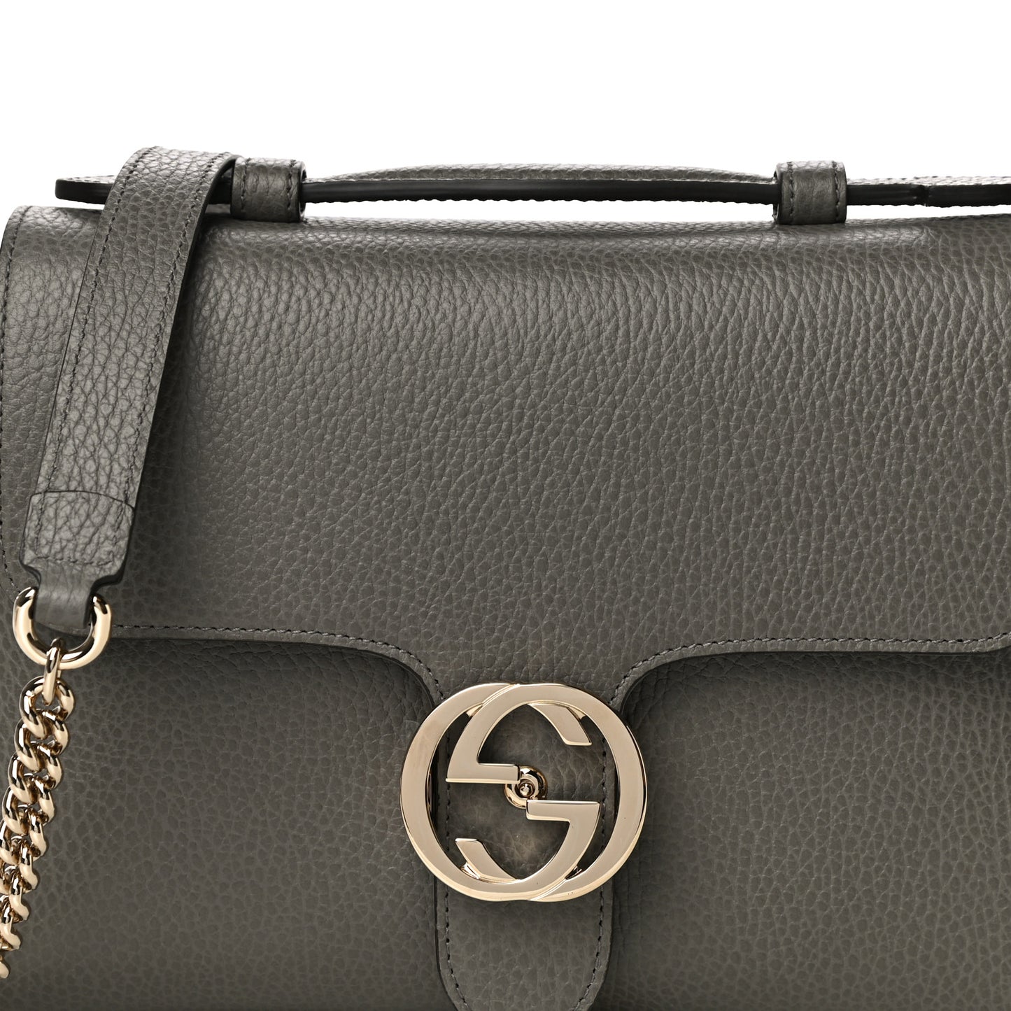 Dollar Calfskin Interlocking G Top Handle Shoulder Bag Loess