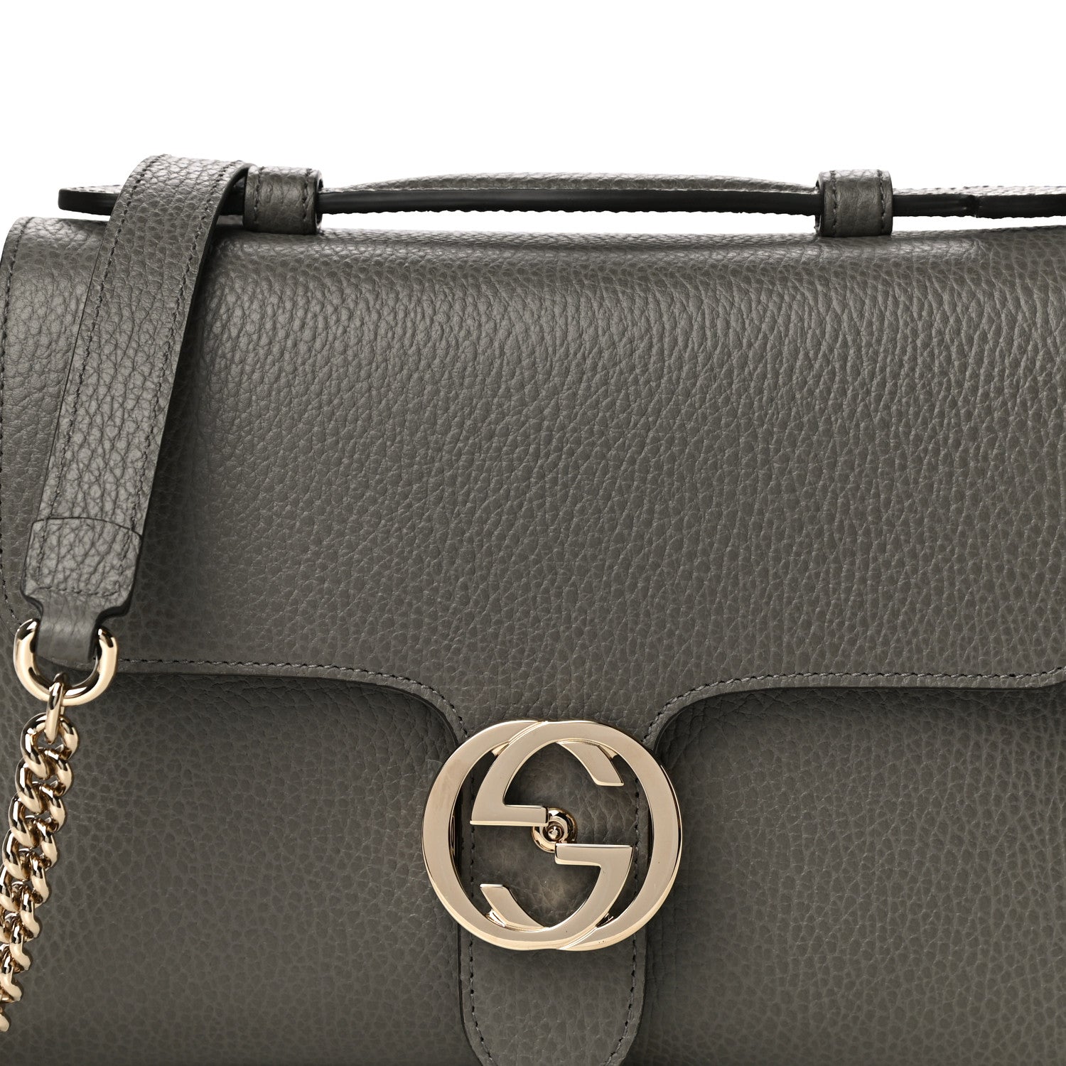 Gucci Dollar Calfskin Interlocking G Top Handle Shoulder Bag Loess 9 of 11