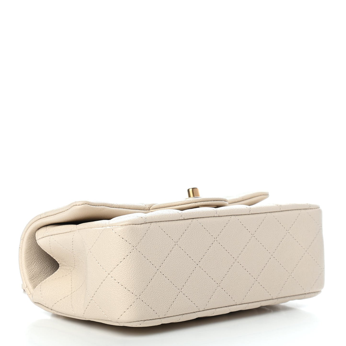 Caviar Quilted Mini Top Handle Rectangular Flap Beige