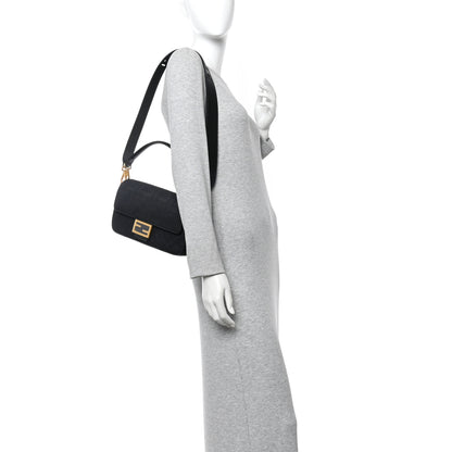 Fendi Canvas Vitello King Extra Strap FF Embroidered Baguette Black 2 of 9