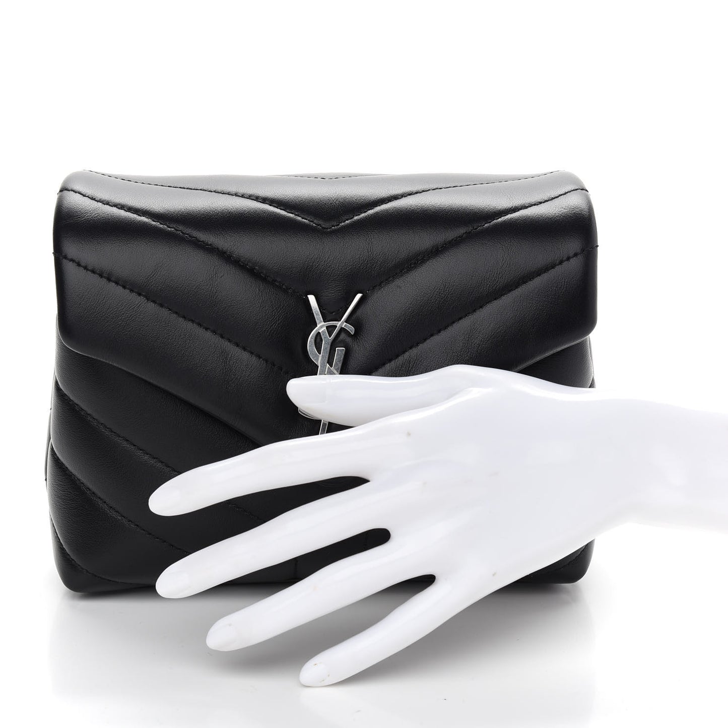 Calfskin Y Quilted Monogram Toy Loulou Crossbody Bag Black
