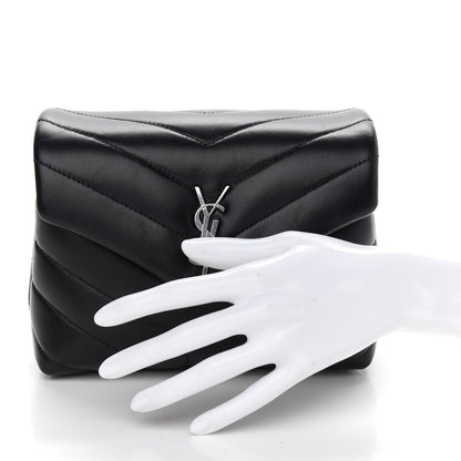Saint Laurent Calfskin Y Quilted Monogram Toy Loulou Crossbody Bag Black 2 of 8