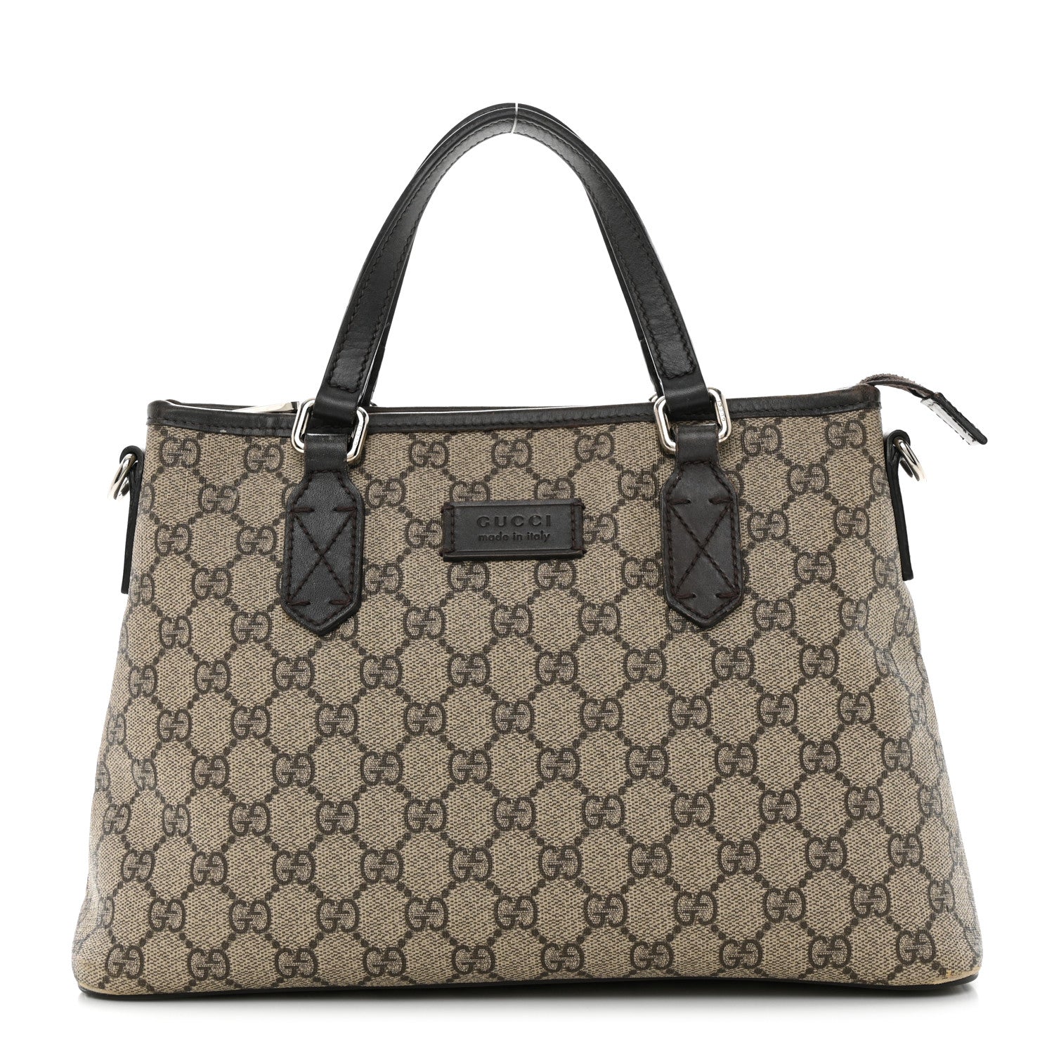 Gucci GG Supreme Monogram Small Zippered Tote Dark Brown 1 of 12
