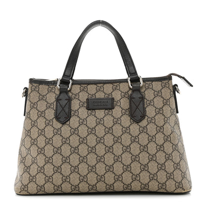 Gucci GG Supreme Monogram Small Zippered Tote Dark Brown 1 of 12