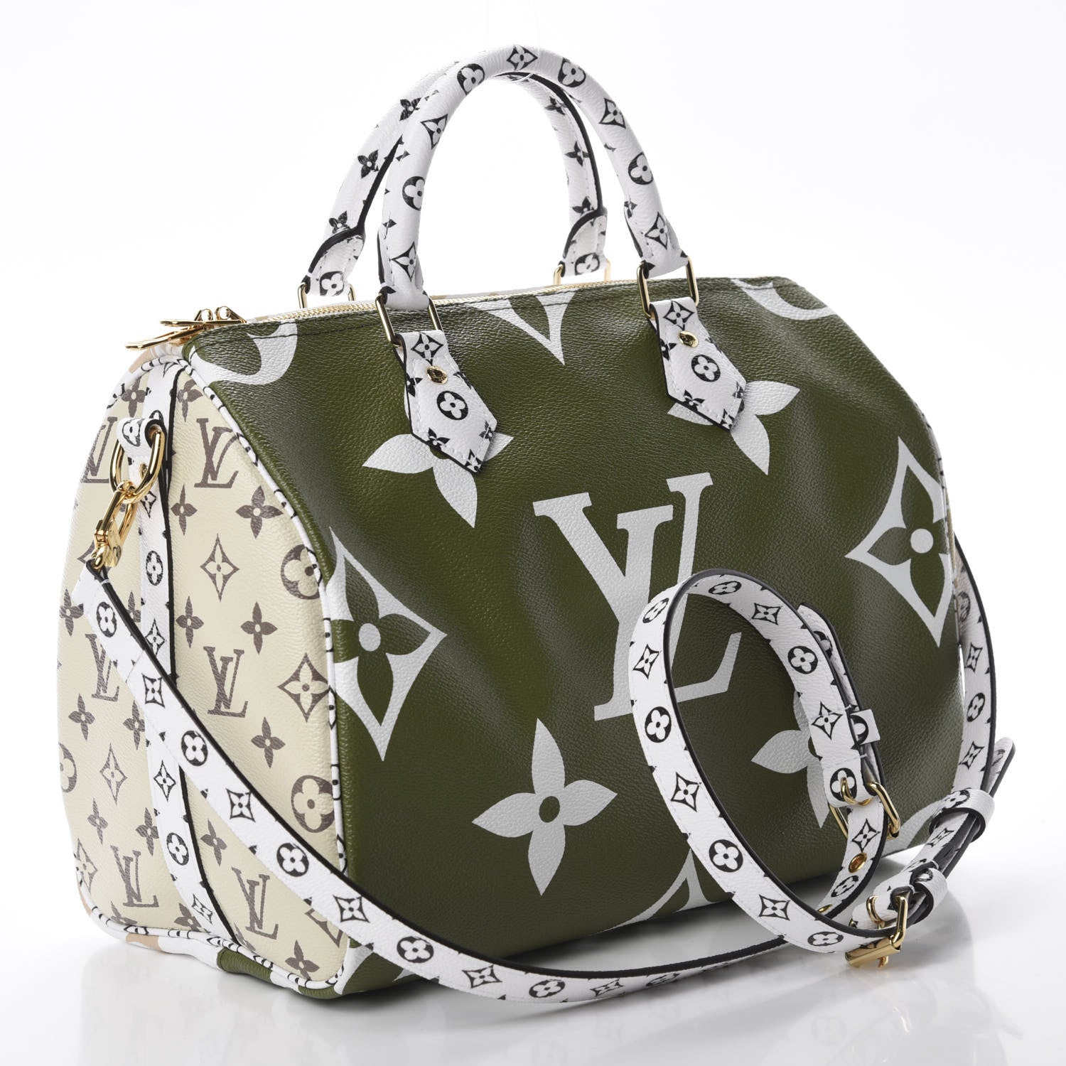 Louis Vuitton Monogram Giant Speedy Bandouliere 30 Kaki Beige 3 of 9