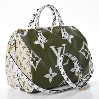 Louis Vuitton Monogram Giant Speedy Bandouliere 30 Kaki Beige 3 of 9