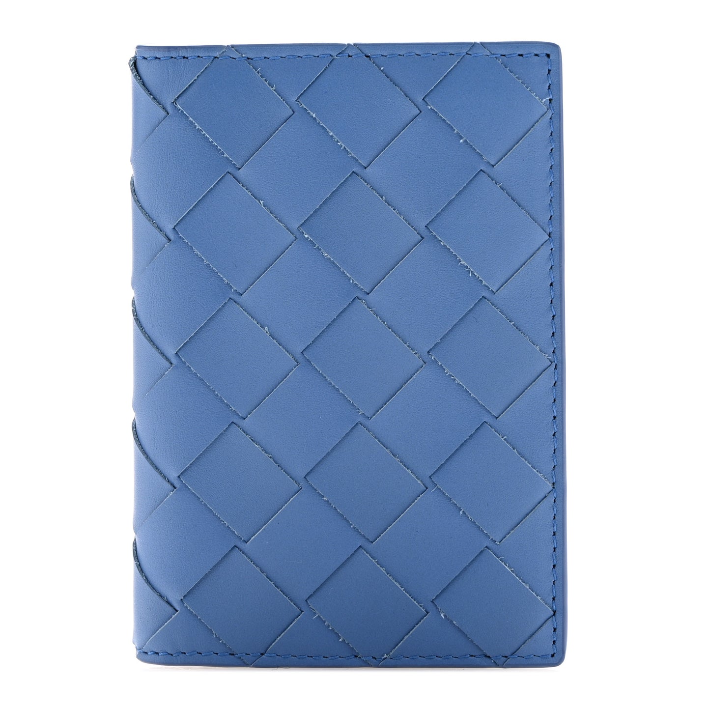 Calfskin Intrecciato Flap Card Case Deep Pacific Travertine