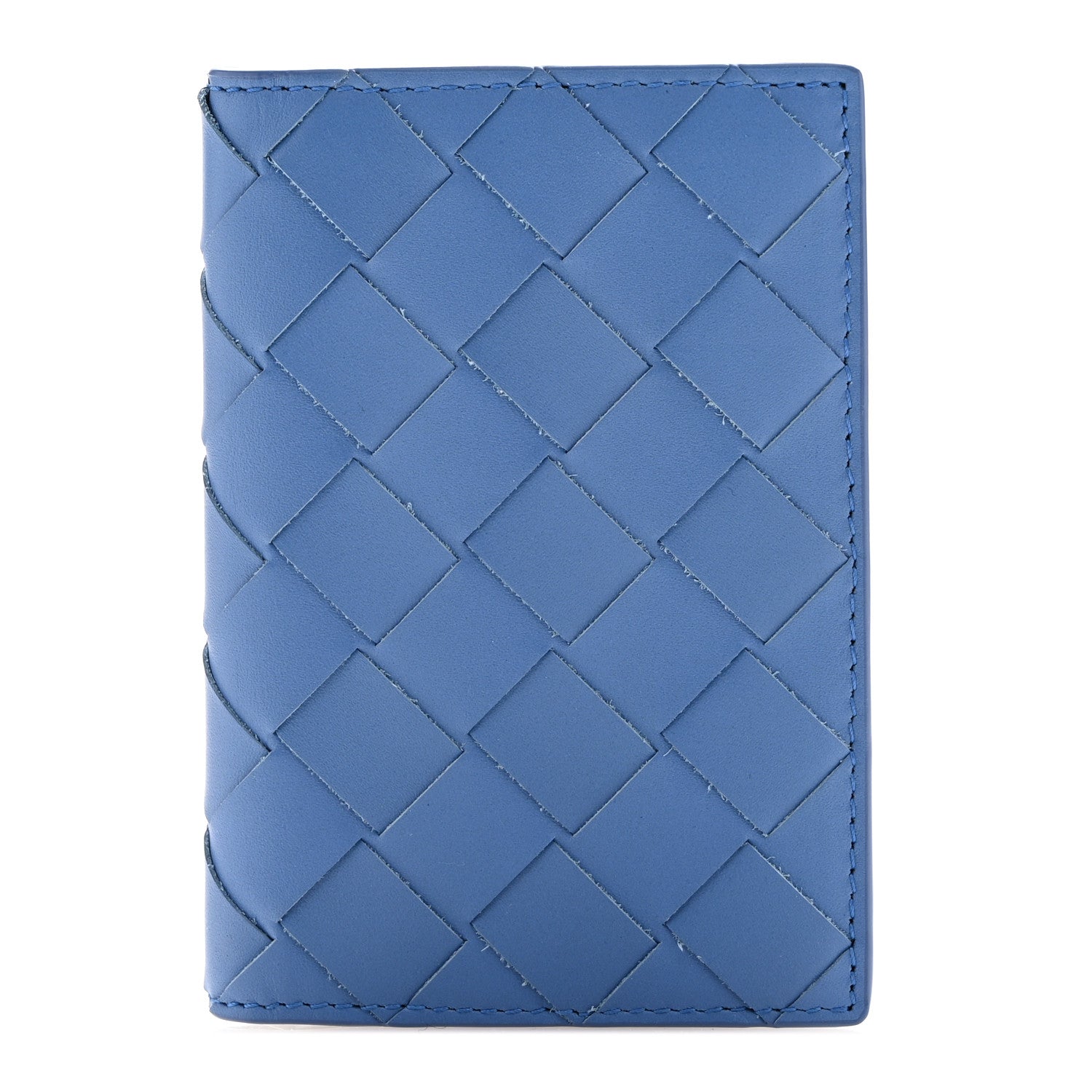 Bottega Veneta Calfskin Intrecciato Flap Card Case Deep Pacific Travertine 1 of 7