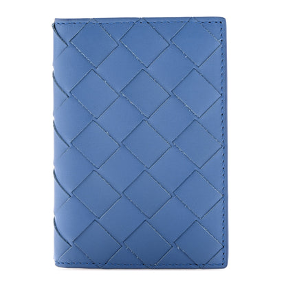 Bottega Veneta Calfskin Intrecciato Flap Card Case Deep Pacific Travertine 1 of 7