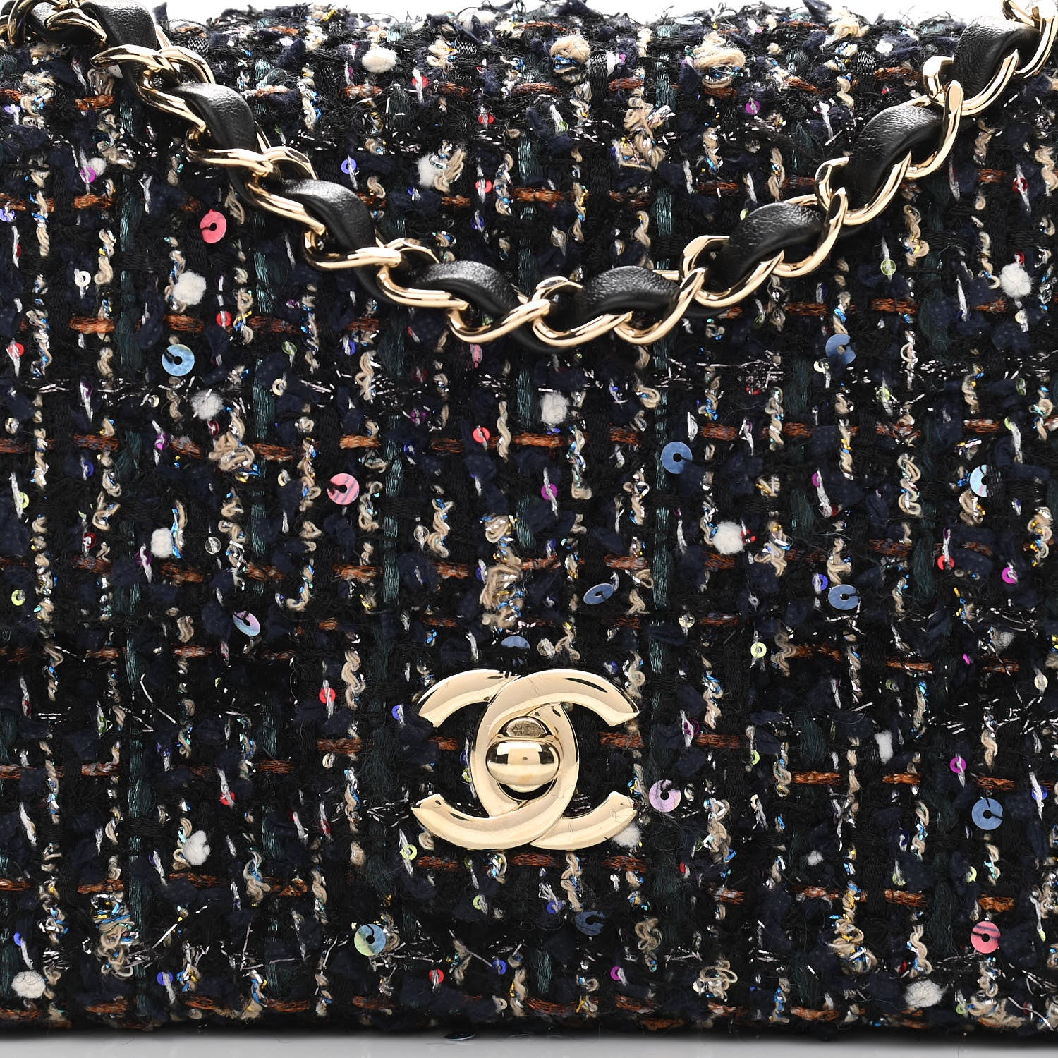 Chanel Glittered Tweed Quilted Mini Rectangular Flap Navy Blue Mulitcolor 8 of 12