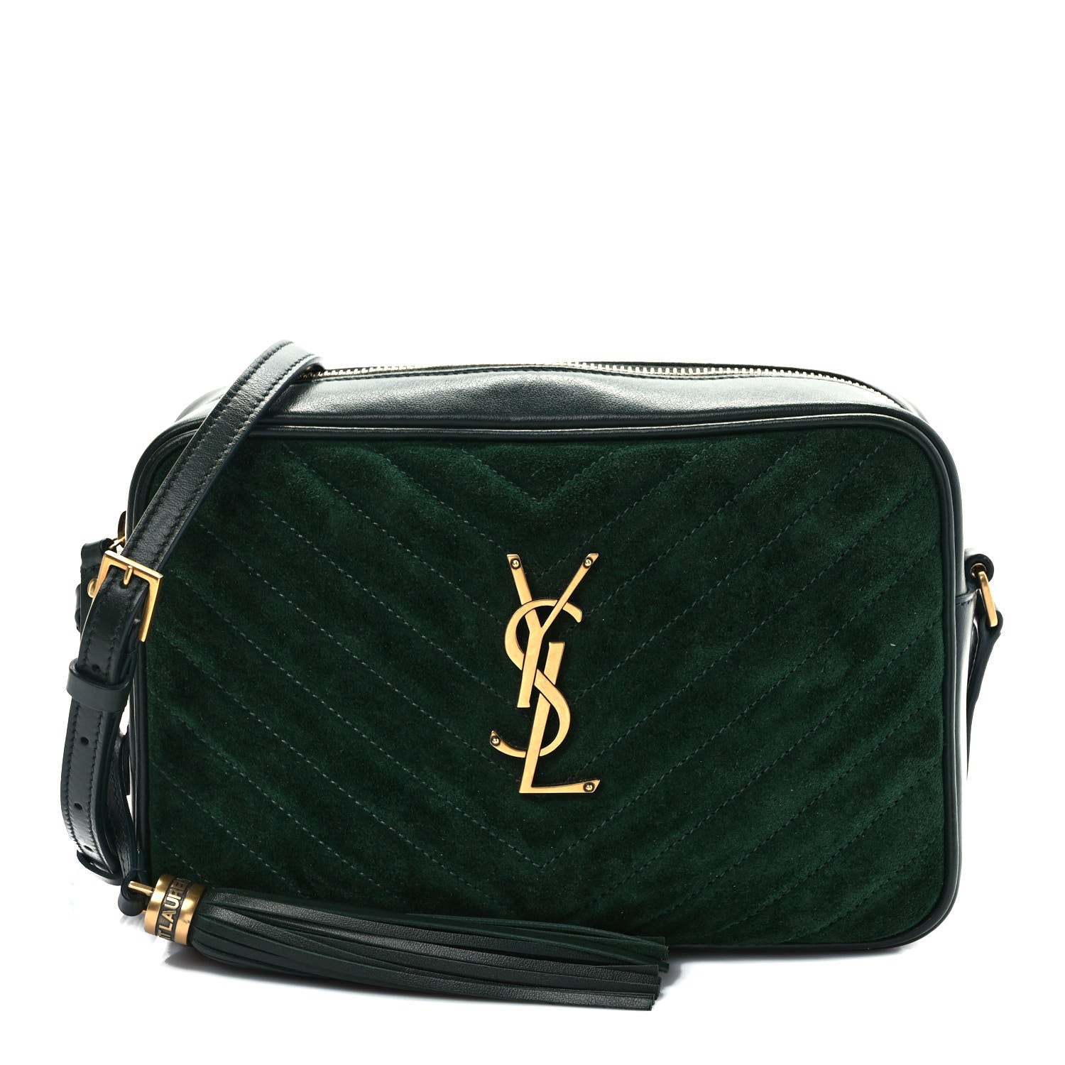 Saint Laurent Suede Calfskin Monogram Lou Camera Bag Vert Fonce 1 of 9