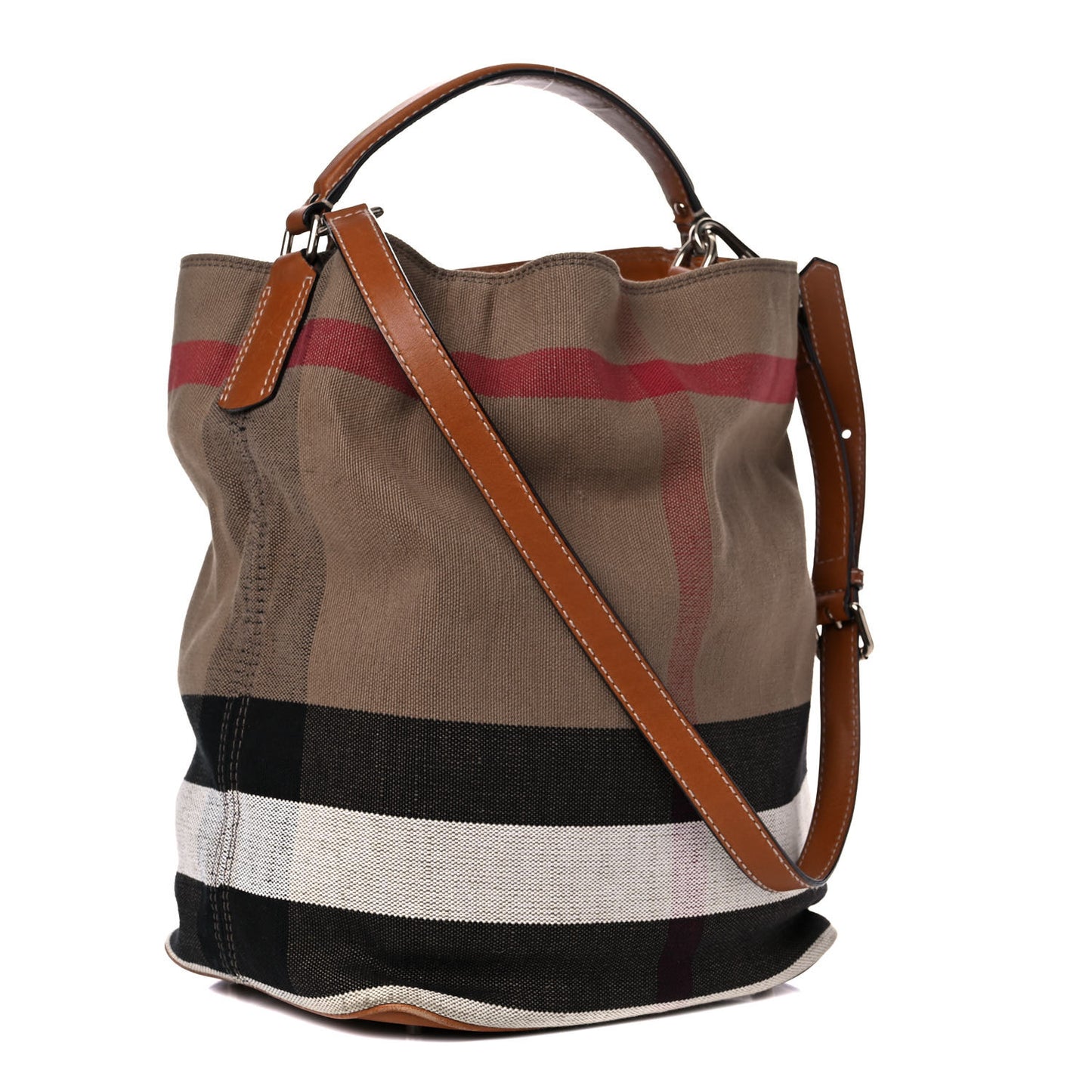 Canvas Mega Check Medium Ashby Hobo Saddle Brown