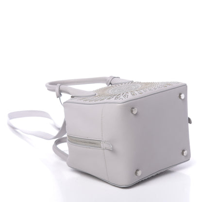 Alaia Calfskin Lux Laser Cut Studded Small Elga Top Handle Bag Grey 4 of 9