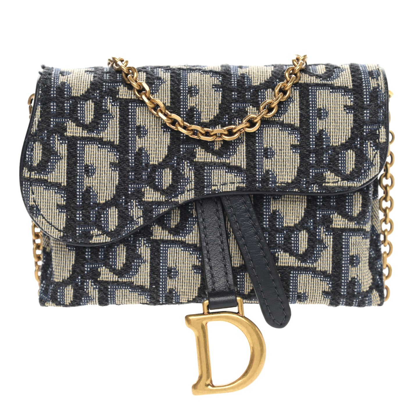 Oblique Nano Saddle Chain Pouch Blue