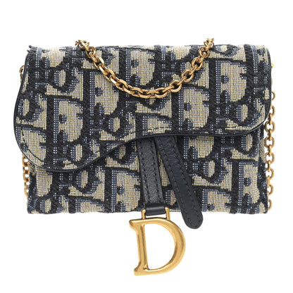 Christian Dior Oblique Nano Saddle Chain Pouch Blue 1 of 12