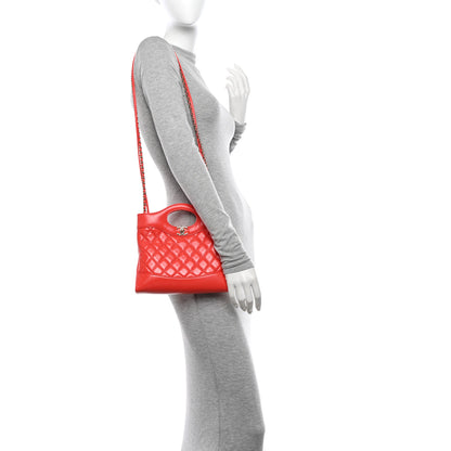 Chanel Shiny Lambskin Quilted Mini 31 Shopping Bag Orange 2 of 11