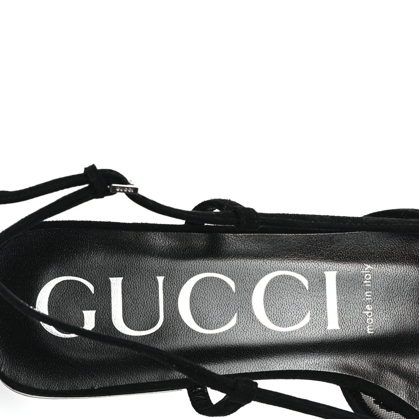 Tela Retino Kid Scamosciato Crystal GG Monogram Square Demi Ballet Flats 38 Black