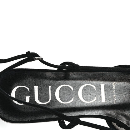 Gucci Tela Retino Kid Scamosciato Crystal GG Monogram Square Demi Ballet Flats 38 Black 6 of 9