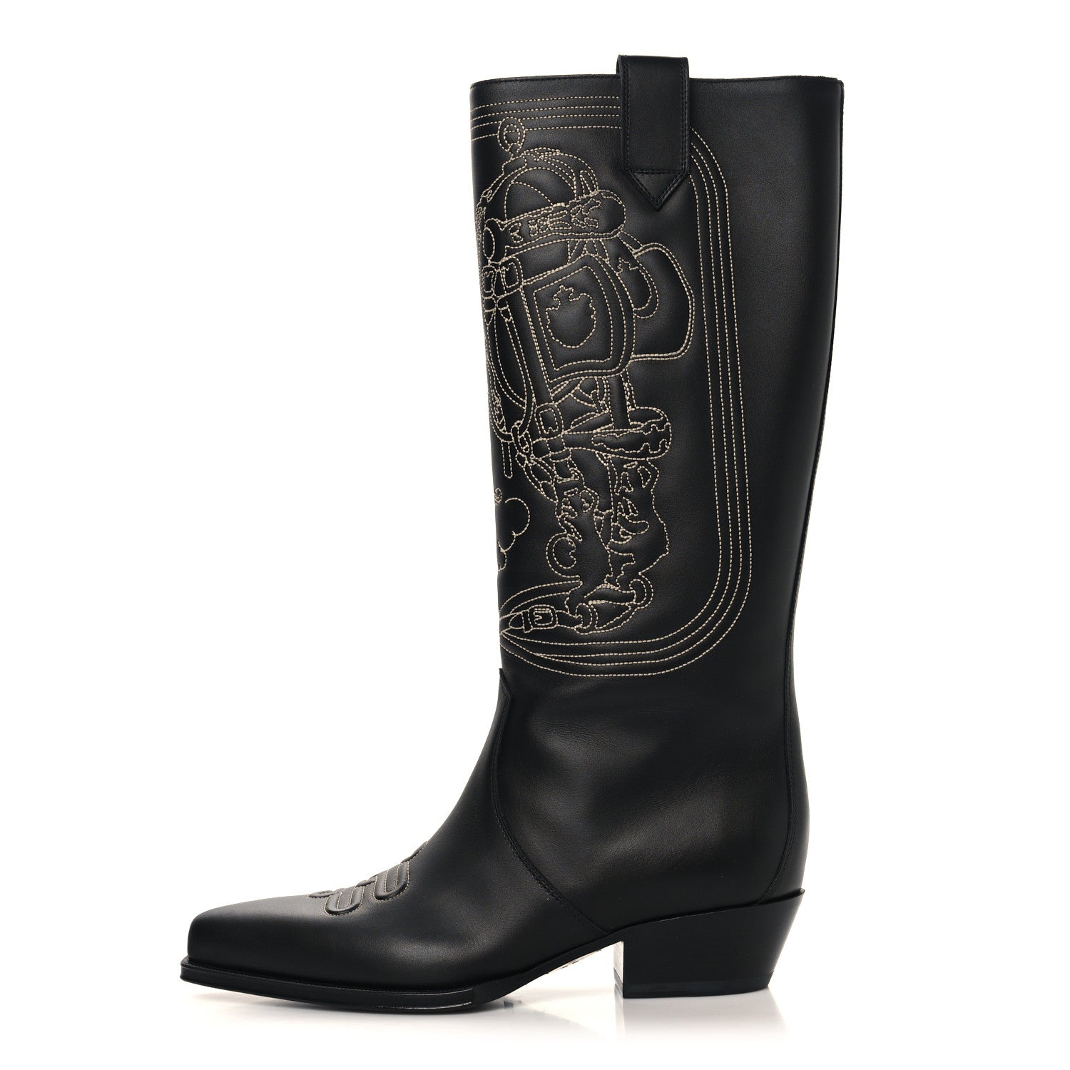 Hermes Calfskin Folk 35 Boots 38.5 Black 1 of 7