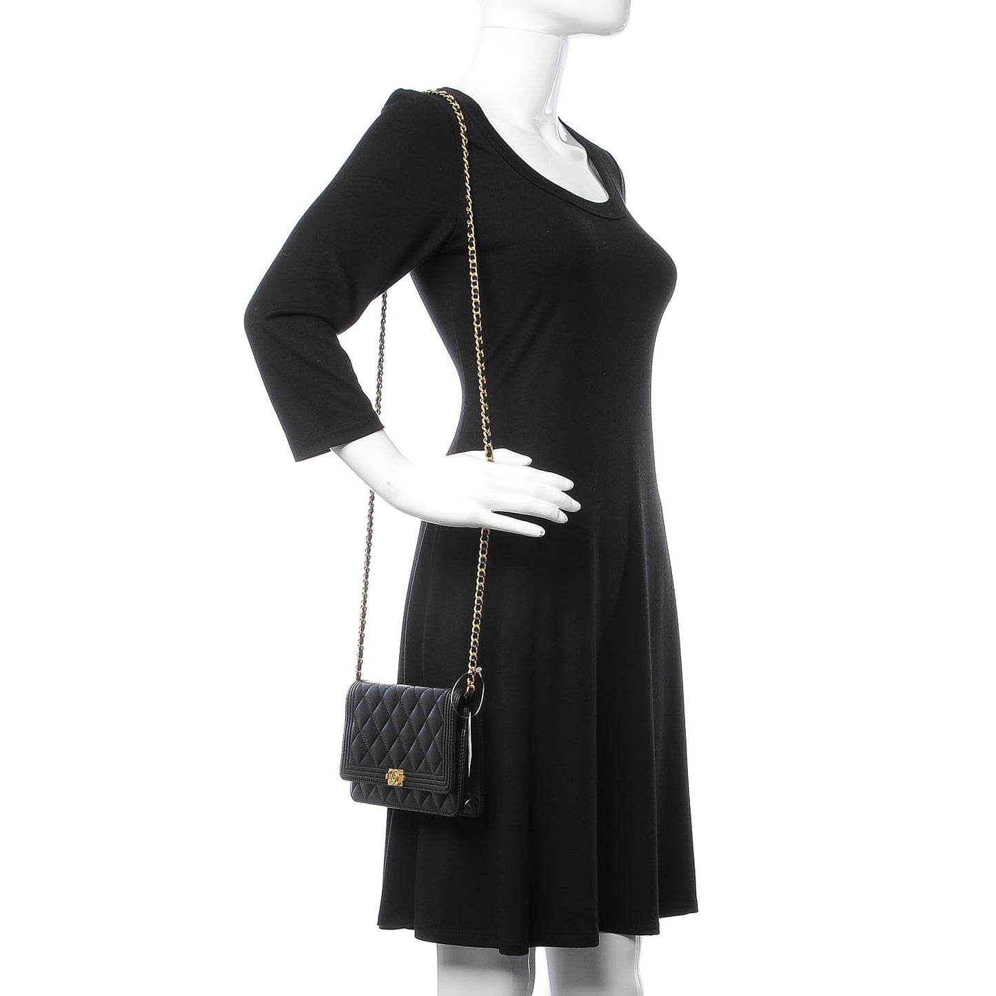 Lambskin Quilted Boy Wallet On Chain WOC Black