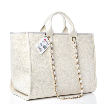 Chanel Lurex Boucle Medium Deauville Tote White 3 of 9