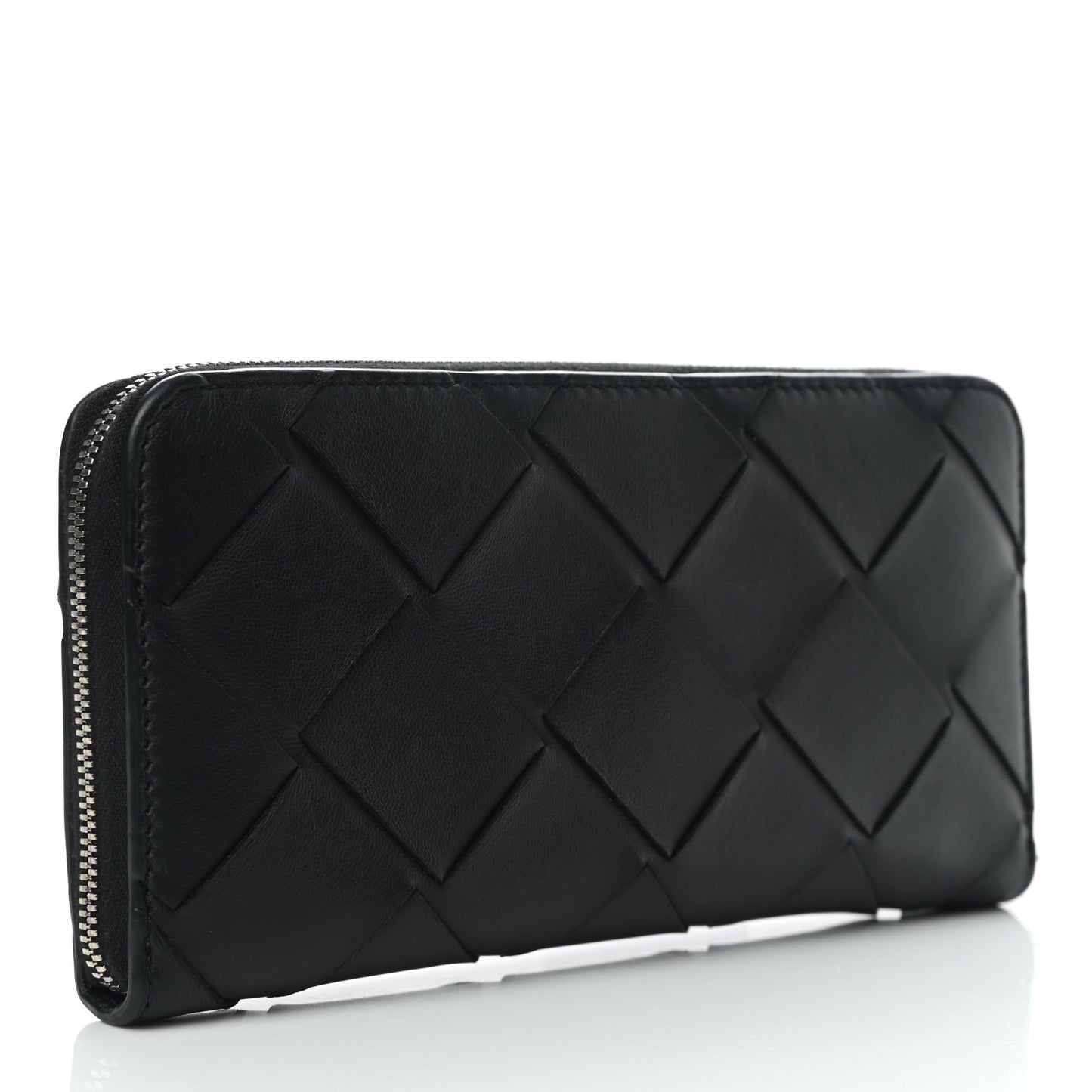Nappa Maxi Intrecciato Zip Around Wallet Black