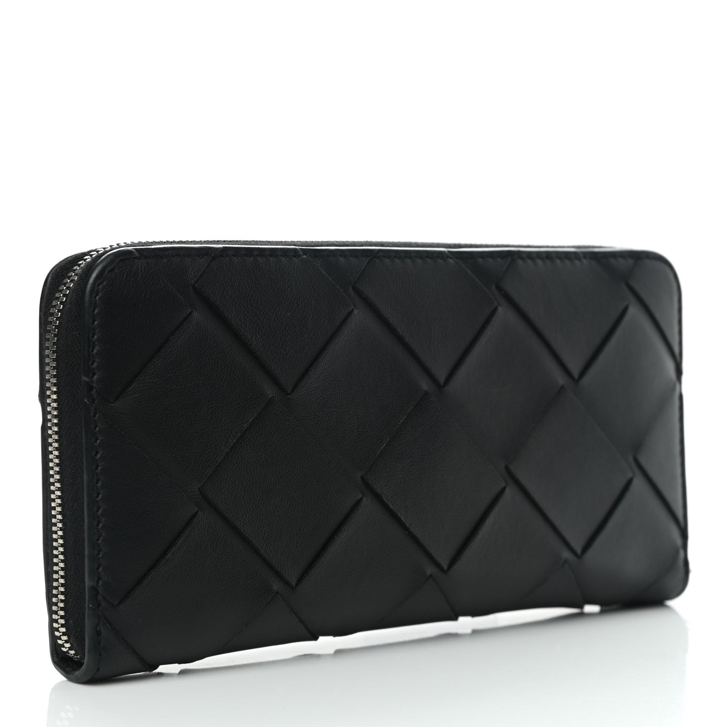 Bottega Veneta Nappa Maxi Intrecciato Zip Around Wallet Black 2 of 5