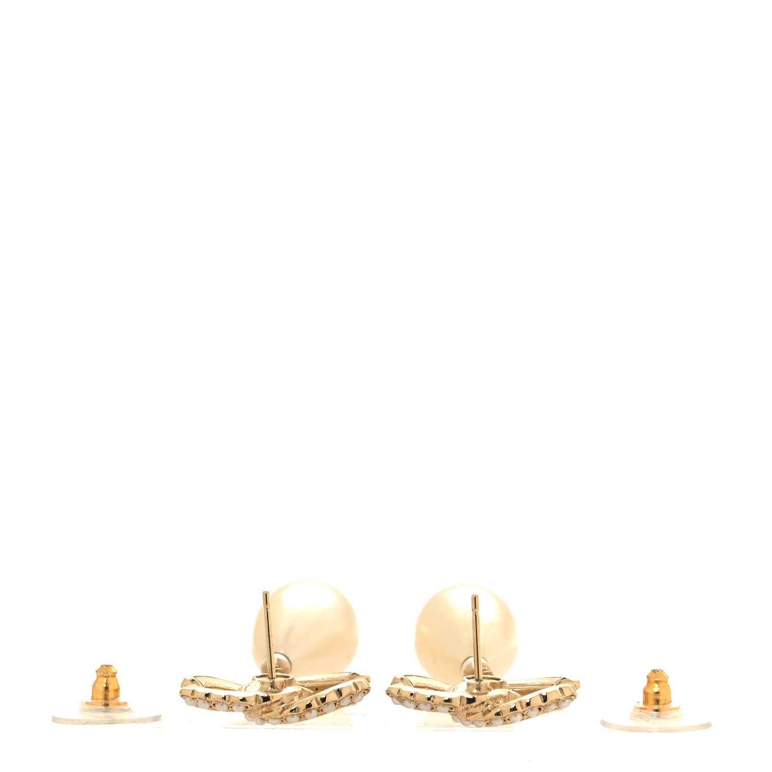 Chanel Pearl CC Drop Earrings Gold Pearly White 3 of 5