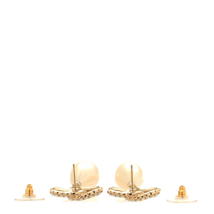 Chanel Pearl CC Drop Earrings Gold Pearly White 3 of 5