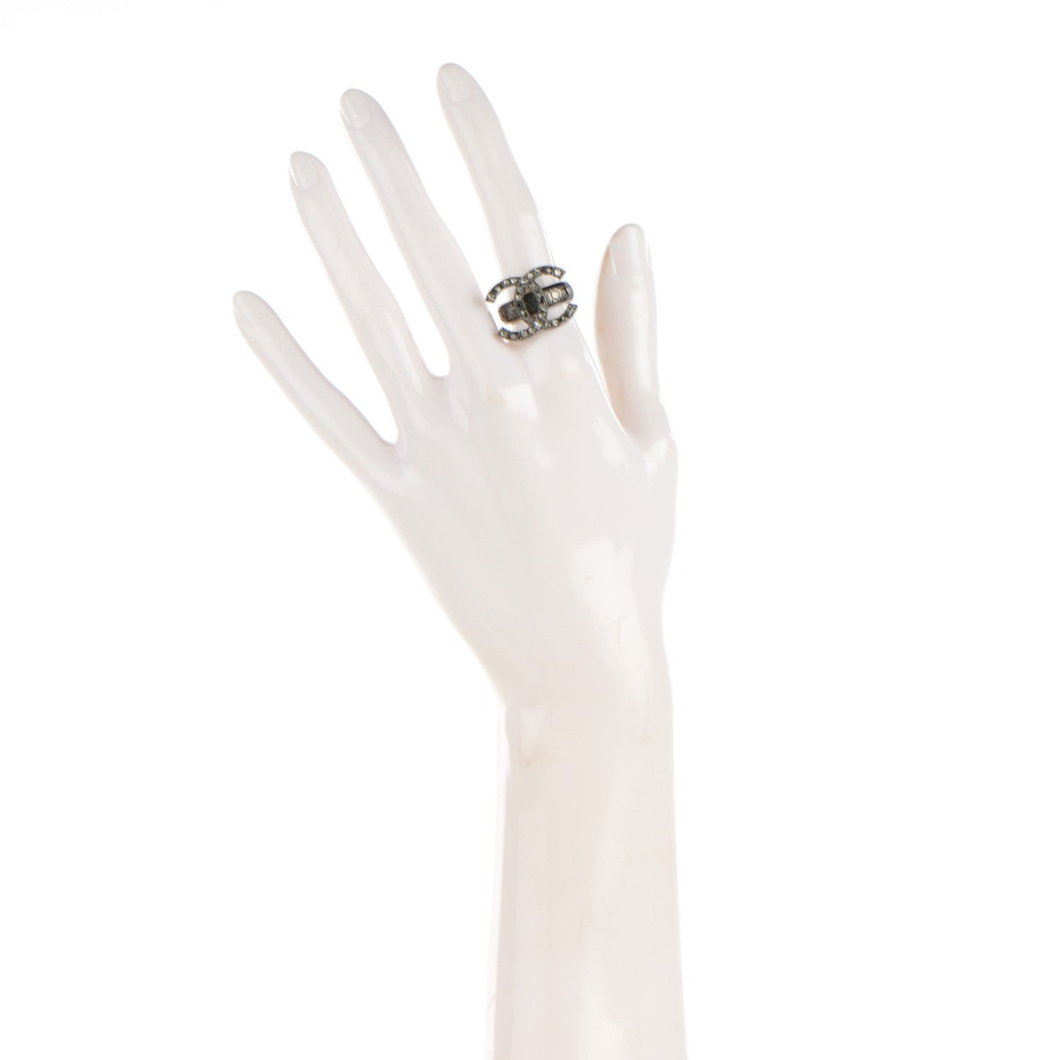 Chanel Ruthenium Crystal CC Ring 5.5 2 of 5