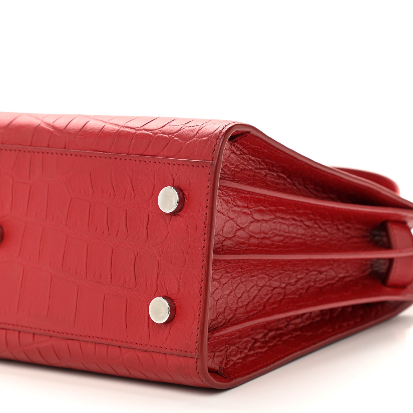 Calfskin Crocodile Embossed Baby Sac De Jour Red