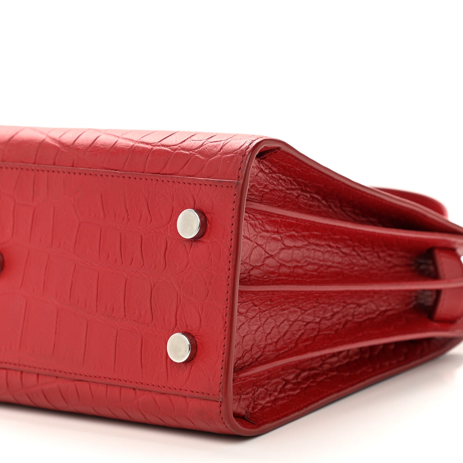 Saint Laurent Calfskin Crocodile Embossed Baby Sac De Jour Red 9 of 11