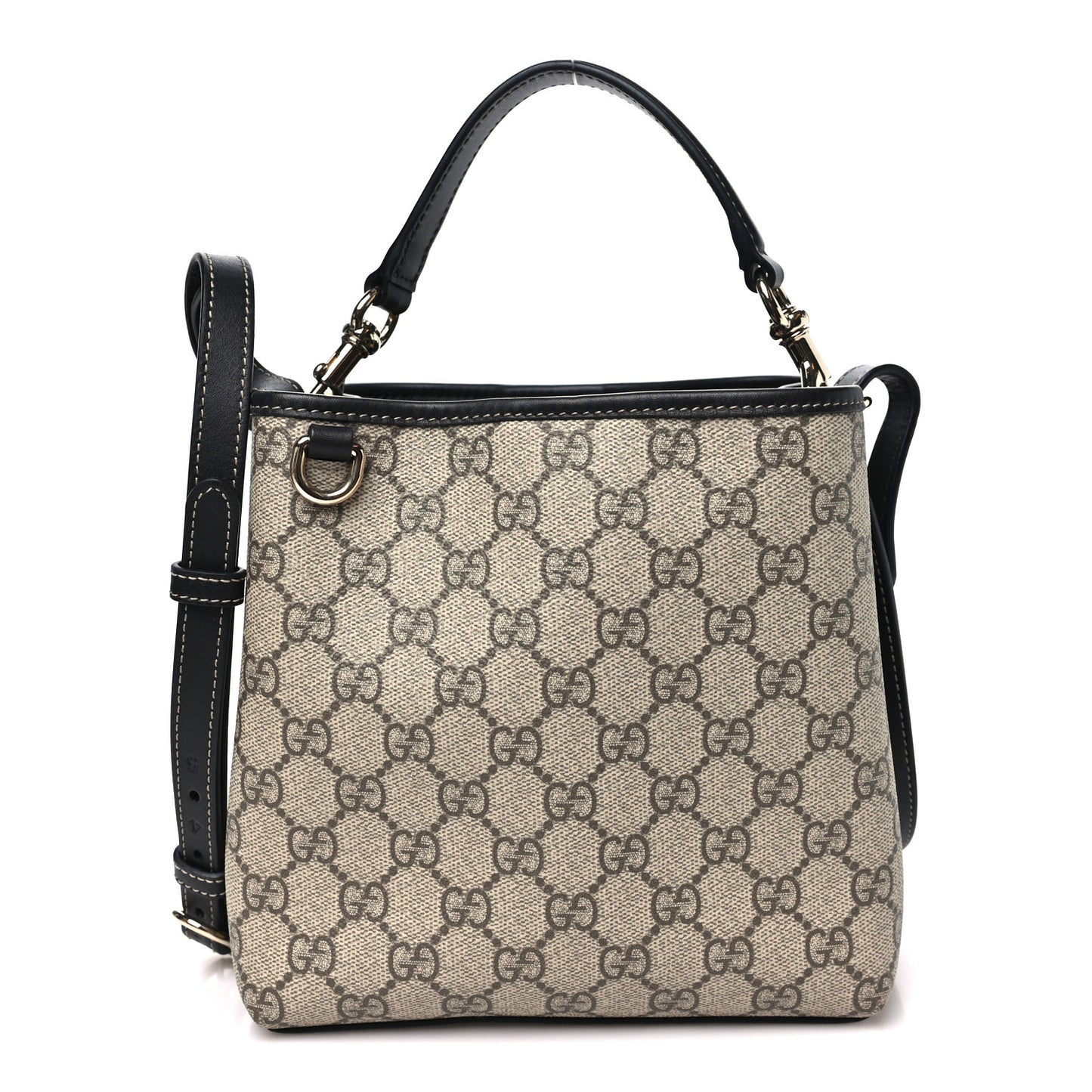 GG Supreme Monogram Emblem Mini Bucket Bag Beige Black