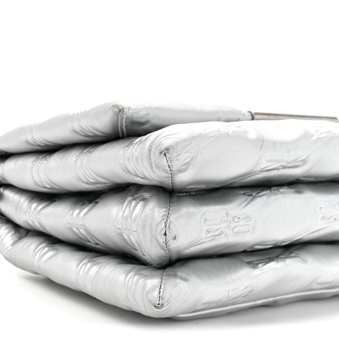 Nappa Allover License BB Monogram Embossed Medium Triplet Bag Silver