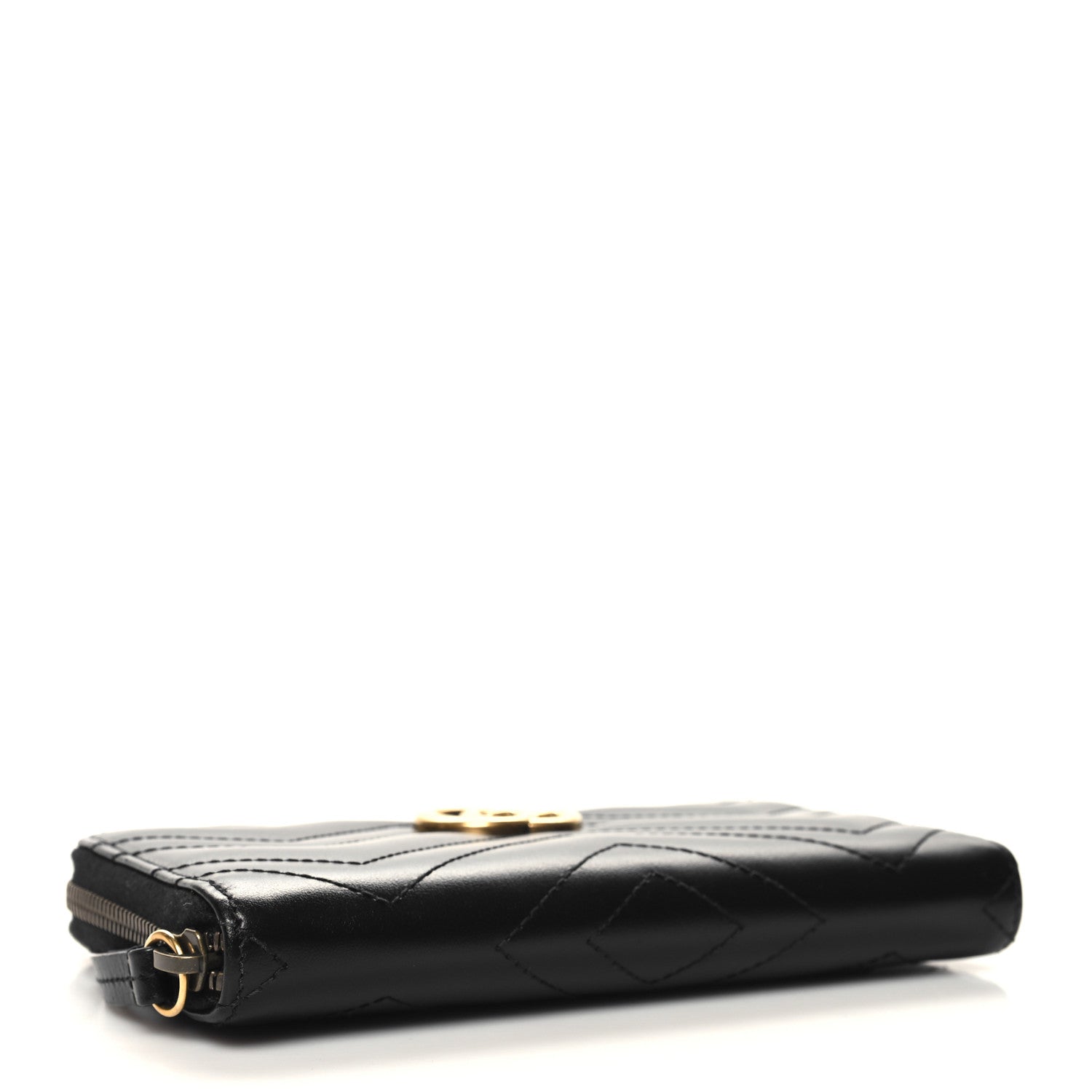 Gucci Calfskin Matelasse GG Marmont Zip Around Wallet Black 4 of 11