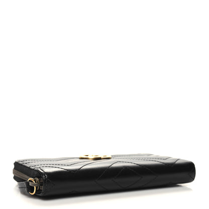 Gucci Calfskin Matelasse GG Marmont Zip Around Wallet Black 4 of 11