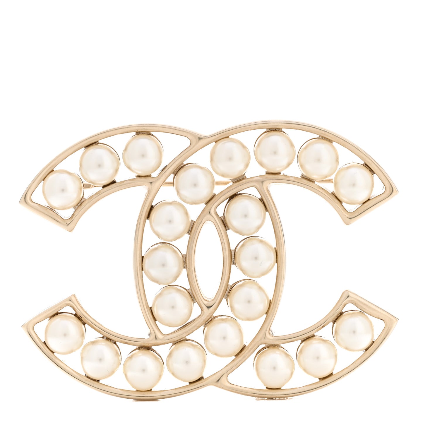 Pearl CC Brooch Light Gold