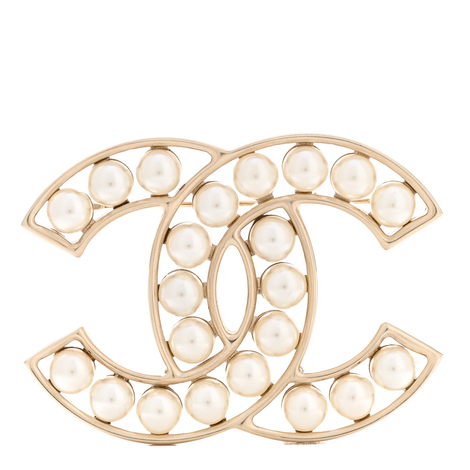 Chanel Pearl CC Brooch Light Gold 1 of 5