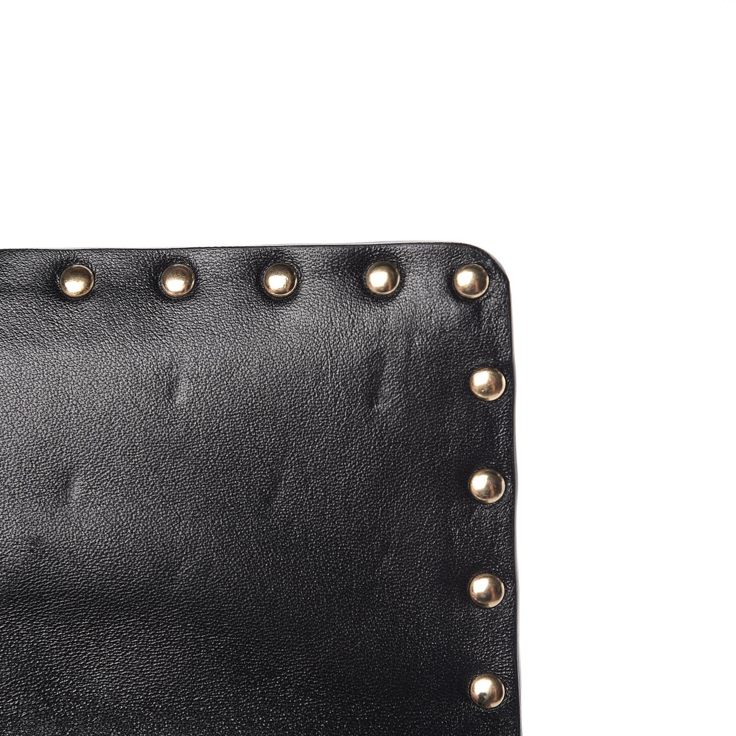 Lambskin Medium Rockstud Spike Shoulder Bag Black