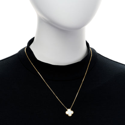 Van Cleef & Arpels 18K Yellow Gold Mother of Pearl Vintage Alhambra Pendant Necklace 2 of 6