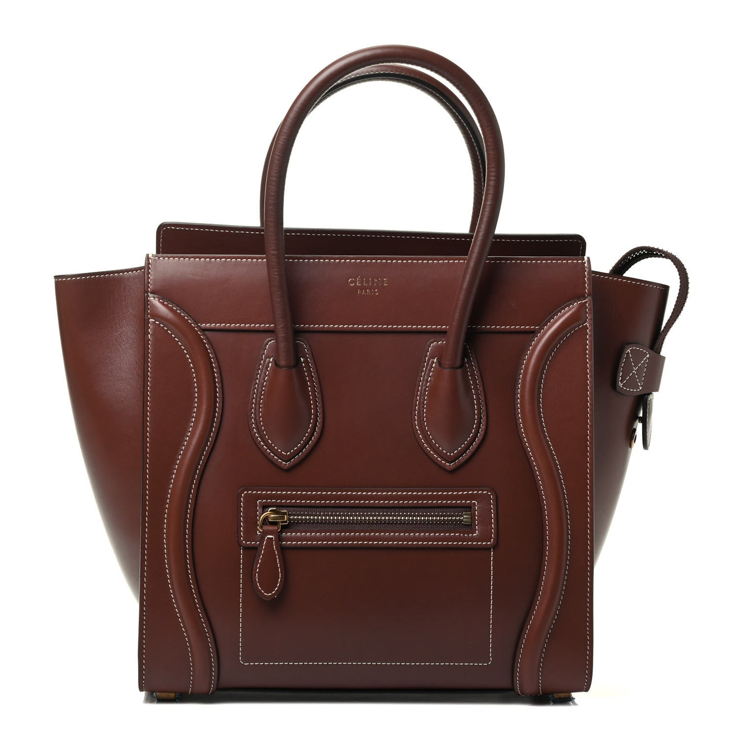 Satinated Natural Calfskin Micro Luggage Dark Brown