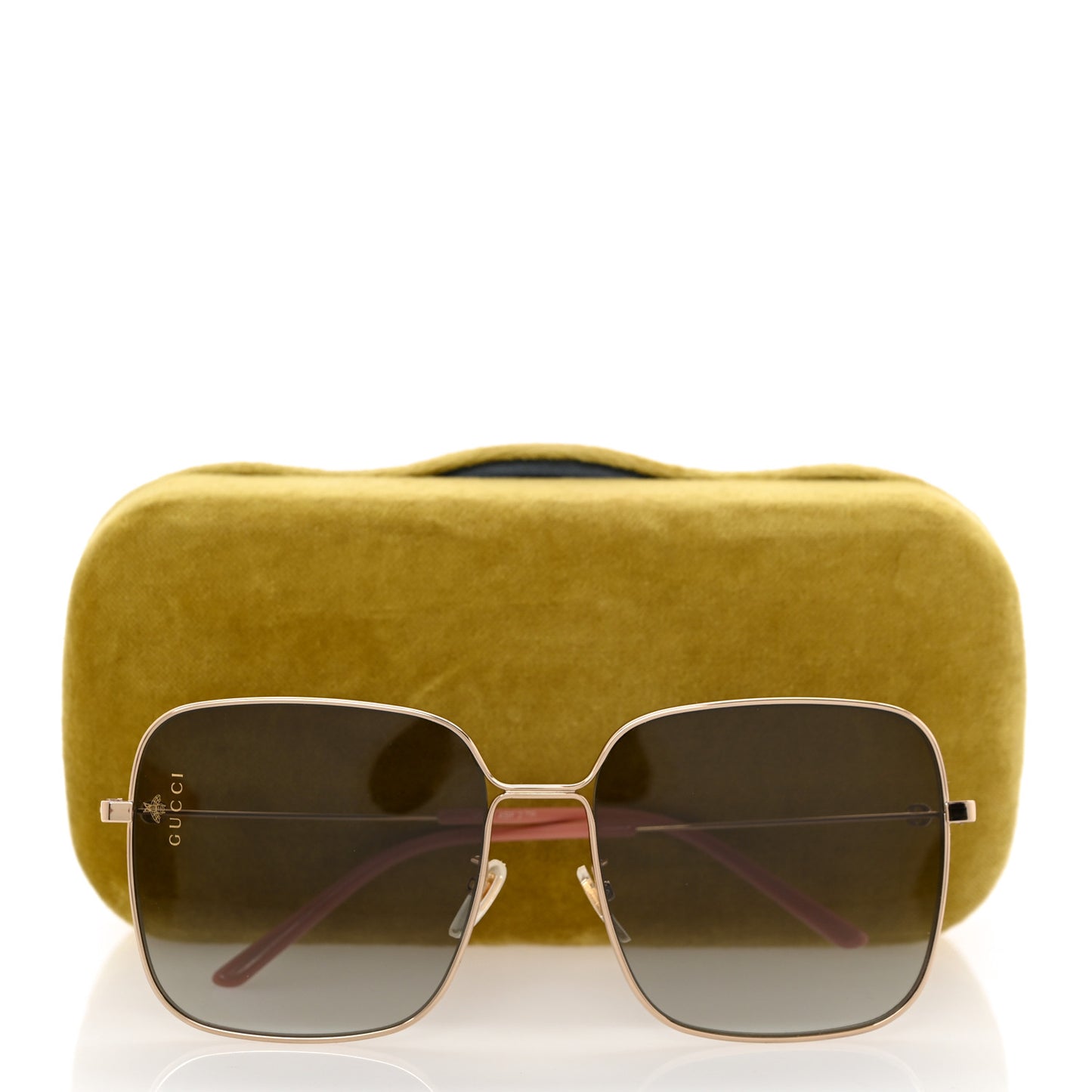 Metal Square Frame Sunglasses GG0443S Gold Grey