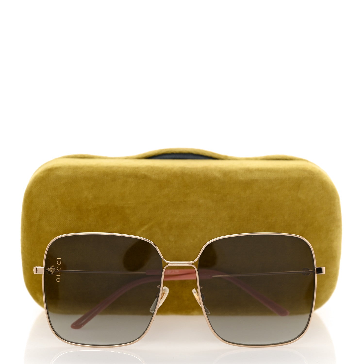 Gucci Metal Square Frame Sunglasses GG0443S Gold Grey 8 of 8