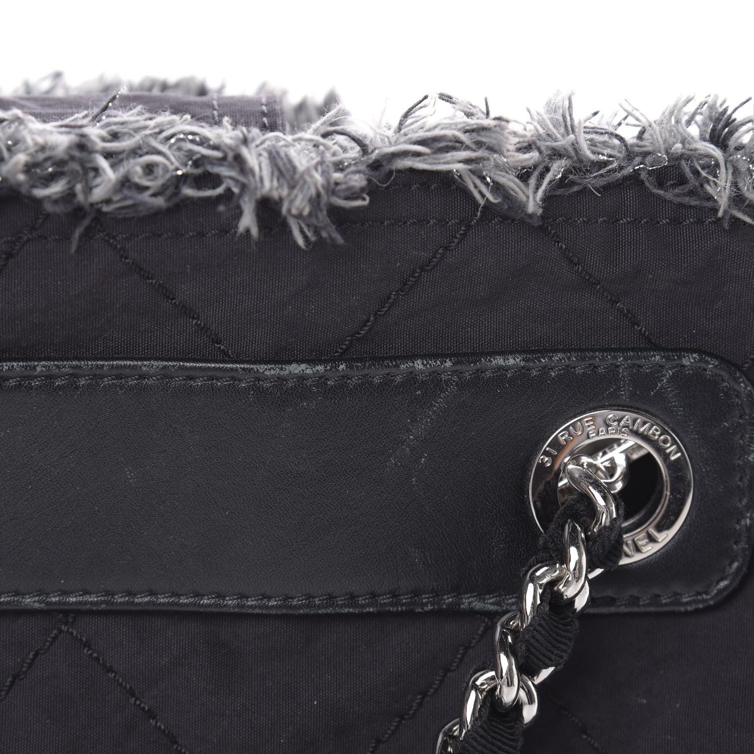 Chanel Canvas Stitched Tweed Large Tote Black 17 of 17