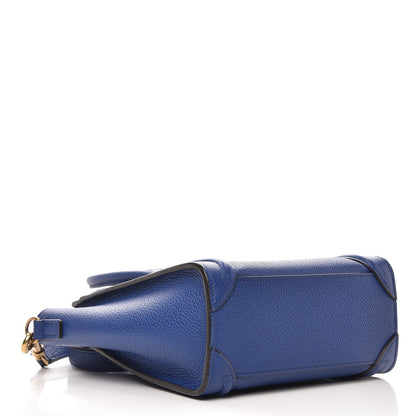 Celine Drummed Calfskin Nano Luggage Indigo 4 of 10
