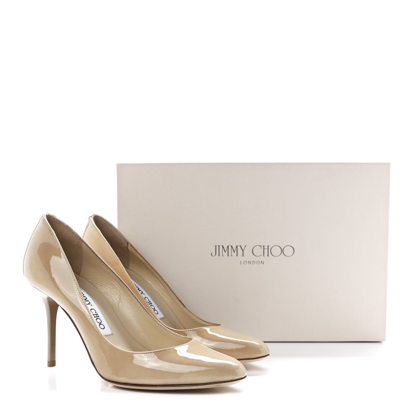 Patent Gilbert Round Toe Pumps 36 Nude