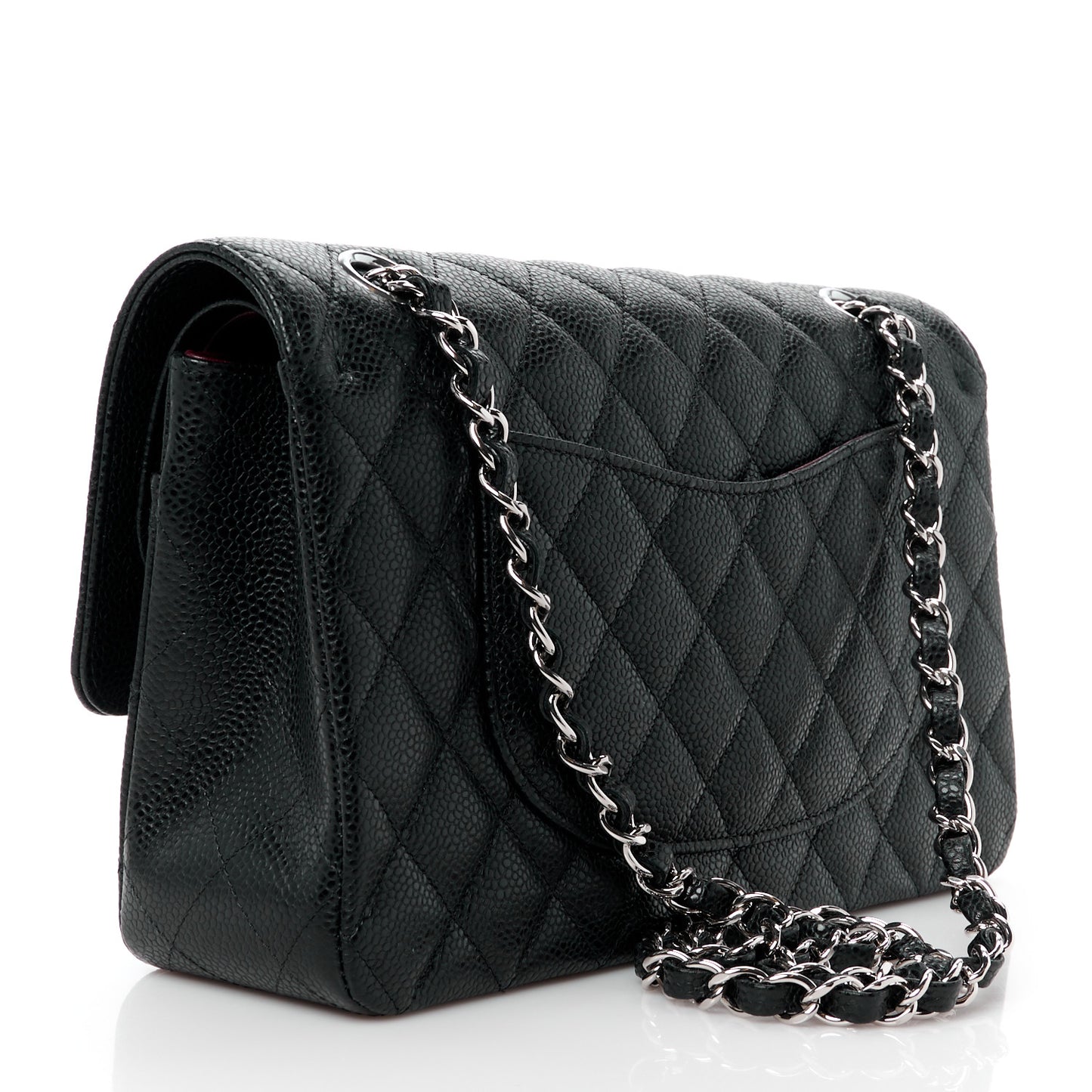 Caviar Quilted Medium Double Flap Black